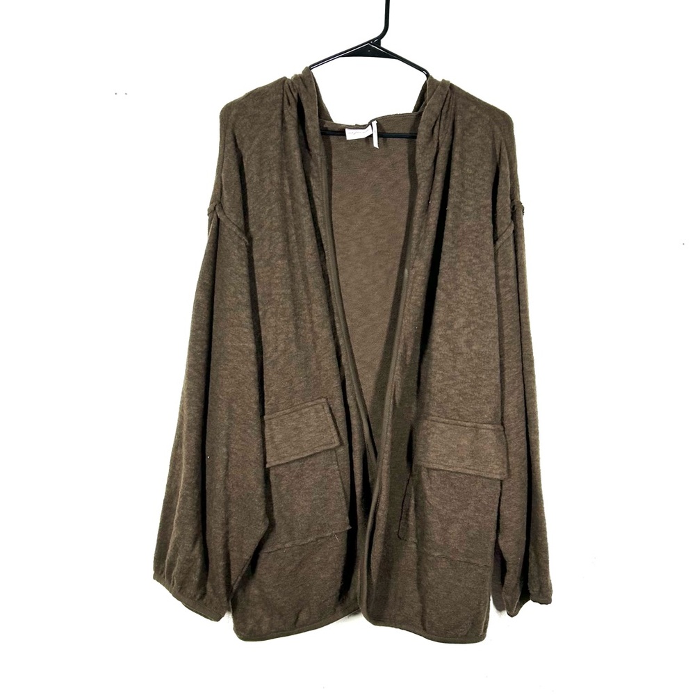 Out From Under Soft Woven Oversized Brown Cardigan Sweater Hoodie M